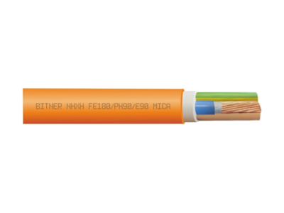 Fire resistant, halogen free power cable (N)HXH-J FE180 E90 3x6mm2 RE 0,6/1kV, orange