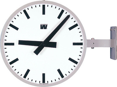 Time Code Clock, in-/outdoor, alu (RAL 7037), HH:MM, H, Ø900, Double sided. Wall- or ceiling mounting to be stated at order