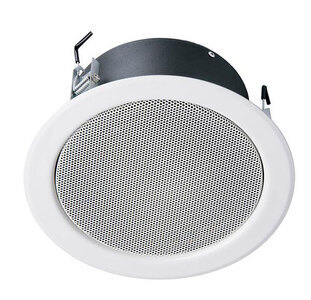 Ceiling speaker, 6 watts, RAL 9010, metal, with thermal fuse and ceramic block, firedome, certified EN 54-24, BS 5839 compliant, IP55, 1438-CPR-0233, DL 06-130/T-EN54