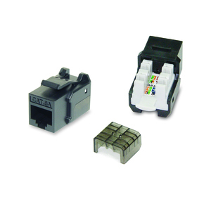 Cat6a, unshielded, RJ45 keystone jack, punch down type, black